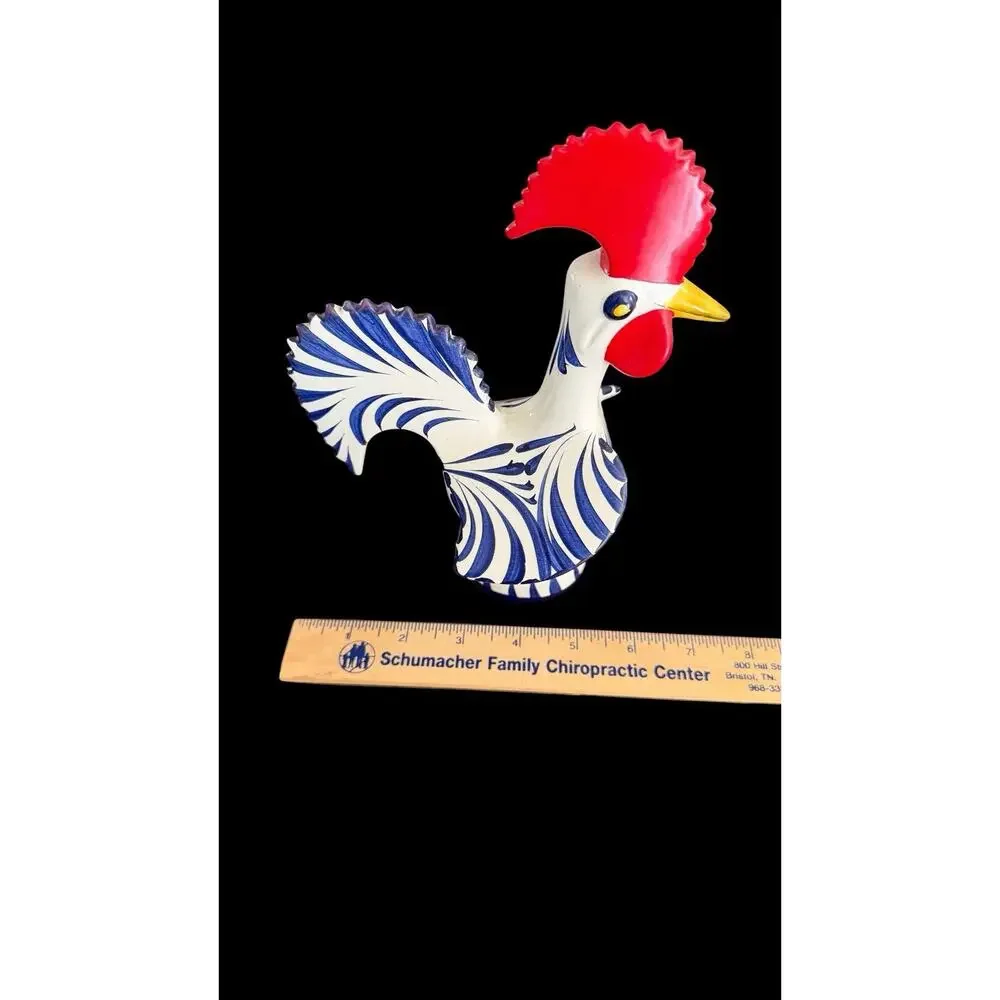 2 Roosters Of Barcelos Trust & Good Luck Figurines Hand Painted Portugal *FLAW*